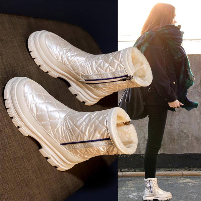 

2021 New Winter Women Snow Boots Thick Plush Waterproof Non-slip Female Ankle Boots Fashion Warm Fur Cotton Shoes Botas Mujer, Black