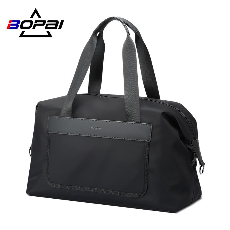 

BOPAI Travel Duffel Bag For Men Large Capacity Luggage Male Sports Short Trip Wild Leisure Light Handbags With Shoes Pockets, Black