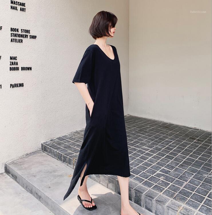 

2020 New Arrive Summer Maternity Dress Woman Casual Boat Neck Large Size Dresses Pregnant Woman Dress MD-024391, Black