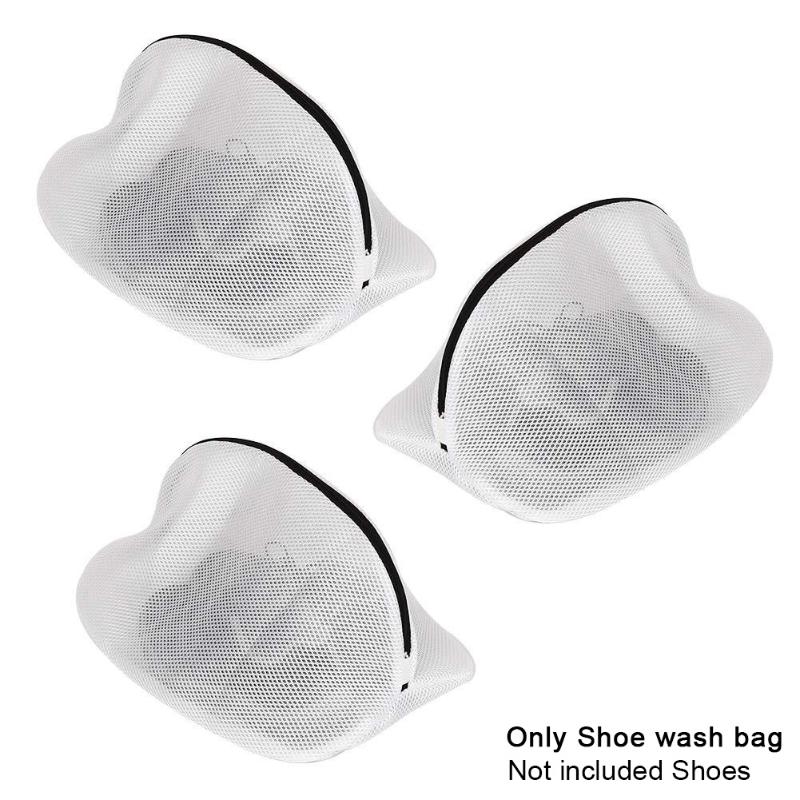 

3pcs Portable Mesh Laundry Shoe Wash Bag Underwear Washing Machine Travel Durable Container Drying Zipper Closure Home Storage