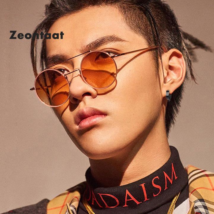 

Zeontaat New Fashion Vintage steampunk Round Sunglasses Women Original Design Black Red Sun Glasses Female Oculos