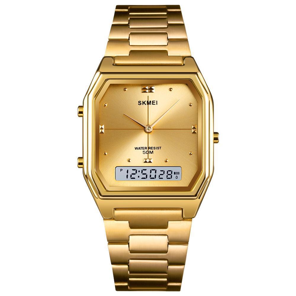 

SKMEI Gold Women's Digital Watches Fashion Electronic Waterproof Wrist Watch Stainless Steel Ladies Clock relogio feminino 1612 201123, Silver