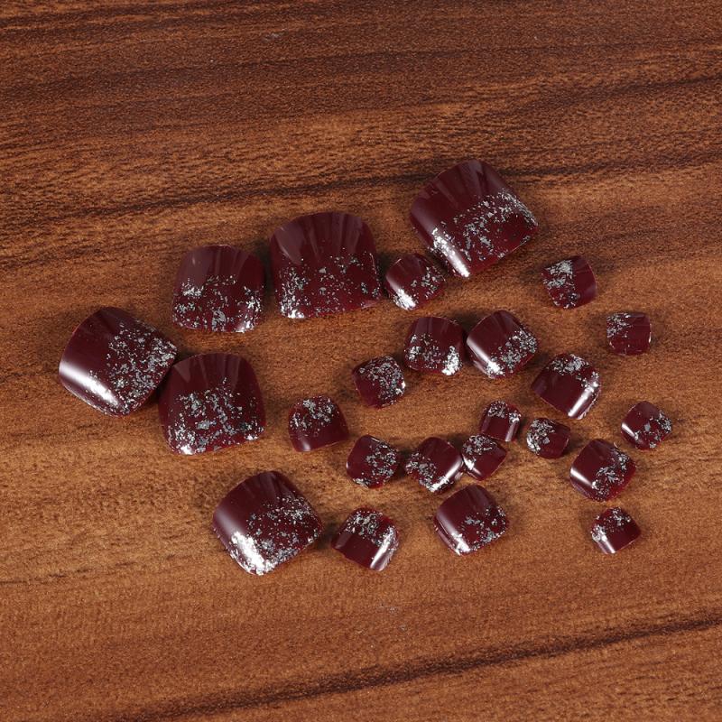 

24PCS Toenail Art Polish Stickers Glitter Powder Nail Tips Nail File Manicure Decal