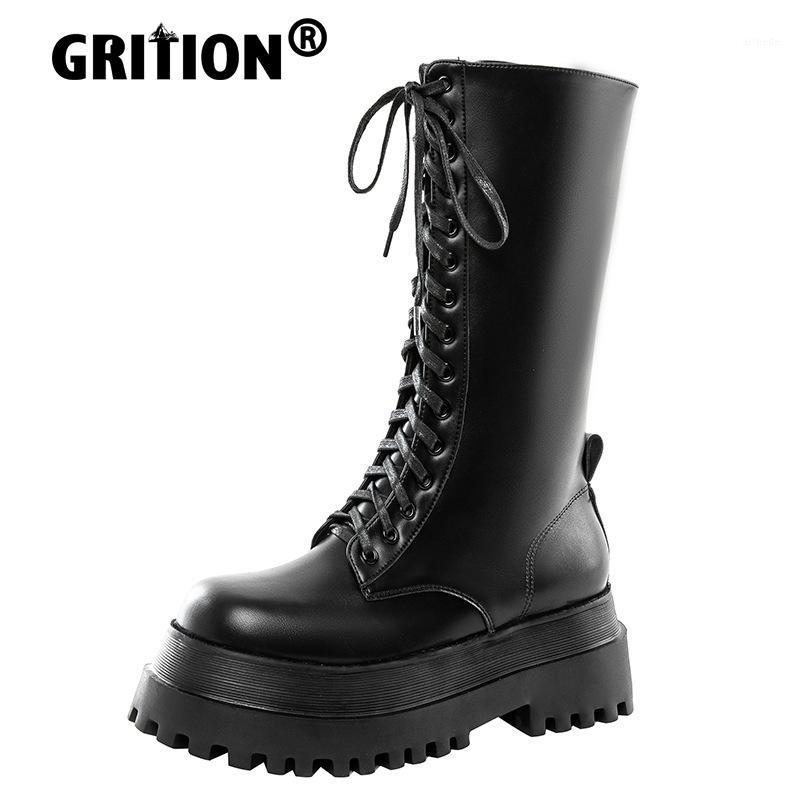 

GRITION Womens Shoes Winter Boots Ladies Platform Wedges Heels Punk Goth Shoes 2020 New Fashion Microfiber Leather High Quality1, Black low top
