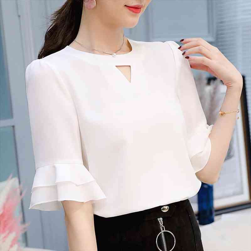 

Spring Summer Women Blouse Style Womens Shirt Fashion White Shirts Chiffon Blouses Clothes Red Tops Plus Size