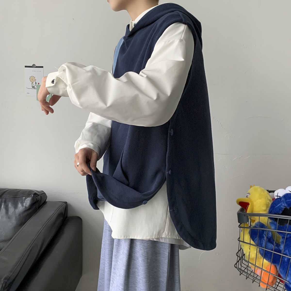 

2021 New Autumn Winter Men's Knitted Woman Hooded Korean Streetwear Sweater Fashion Warm Male Vest Clothing Nje4, Winered