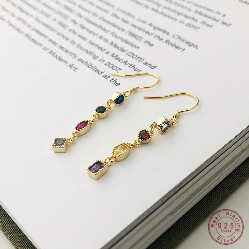 

Stud 925 Sterling Silver Color Crystal Tassel Earrings For Women Light Luxury Fashion WeddingJewelry Accessories Girlfriend Gifts