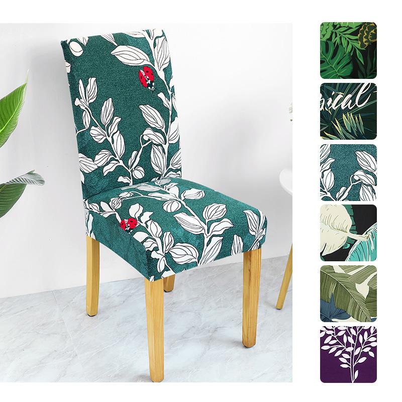 

2/4/6 Spandex Stretch Chair Cover Printed Removable Washable Chair Covers Dining Seat Cover For Hotel Home Banquet Restaurant