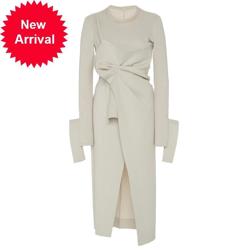 

New Autumn 2021 Chic Vintage Desiger Fashion High-waisted Midi Dress Sexy White Sleeves Long Party Clothes DMTT, Blue