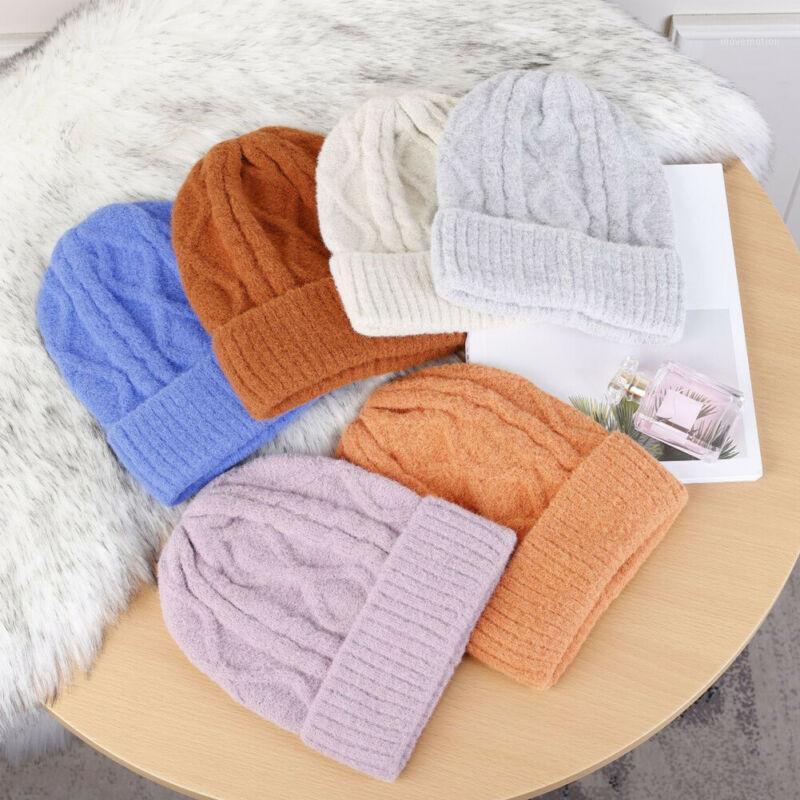 

Classic Women Men Knit Hat Autumn winter Wool Cap Warm Trendy Casual Cap1, White