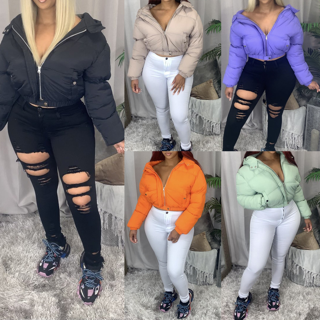 

Women Designer Winter Coat New Thickened Hooded Casual Cotton Puffer Jacket Ladies Autumn Winter Bread Jacket 0ZV9, Orange