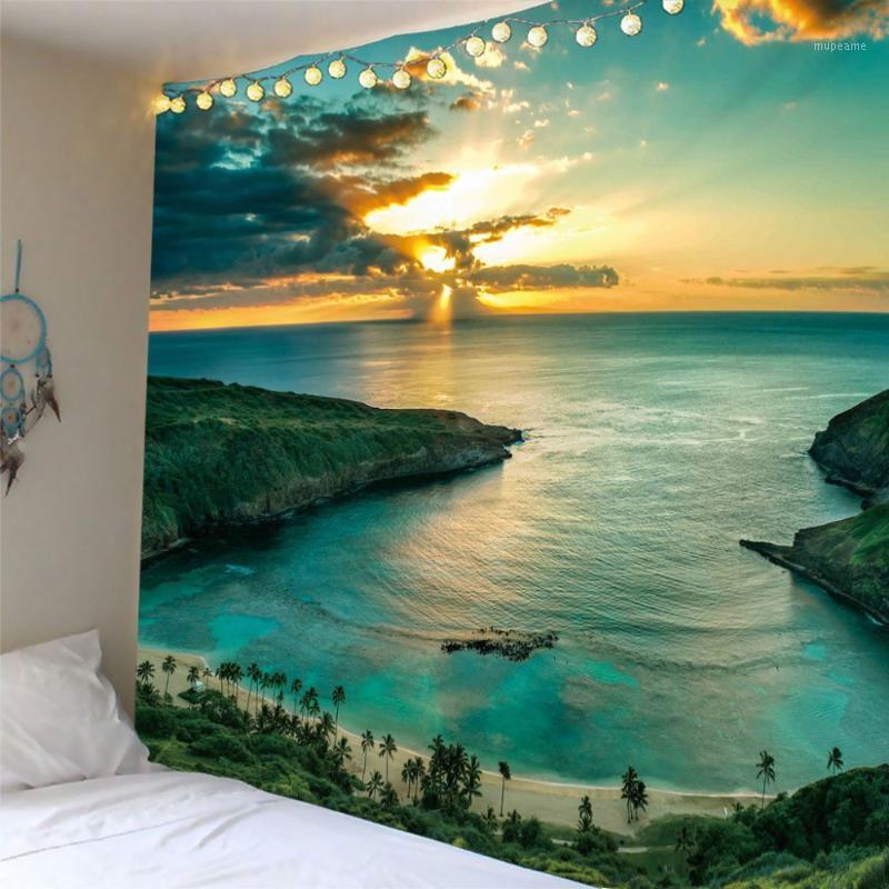 

Natural scenery Sunset River In Art Thin Polyester New Hot Tapestries Printed Wall Hanging tapestry Home Decorative Dropship1