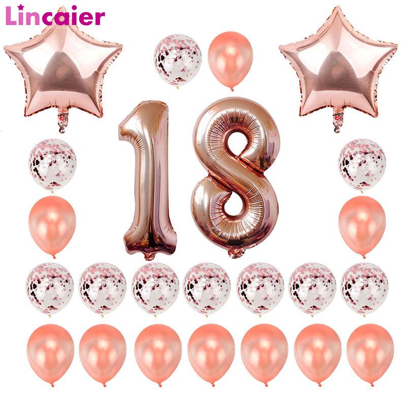 

Party Decoration 24pcs Number 18 Foil Balloons Happy Birthday Decorations 18th Years Old Eighteen Boy Girl Supplies Anniversary