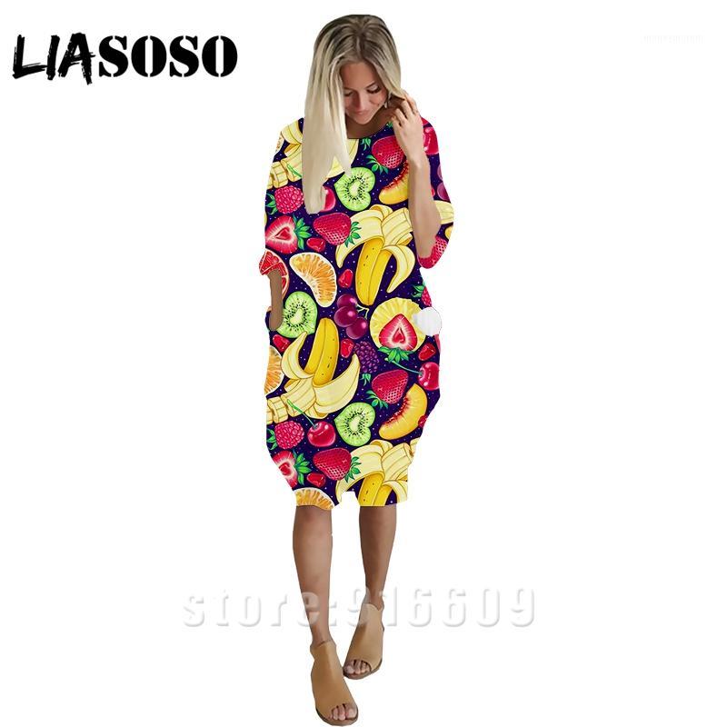 

3D print fashion funny shirt suit rock Harajuku fruit banana women anime gown lady skirt girl clothing Party long-sleeved dress1, 16