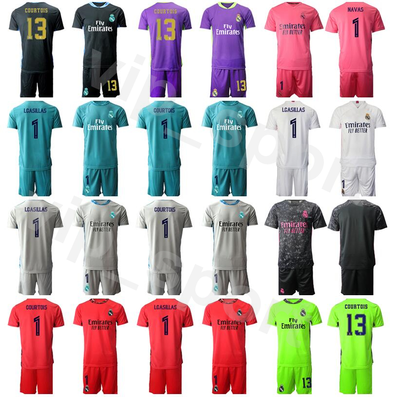 

Goalkeeper Real Madrid Goalie Soccer 1 Thibaut Courto Soccer Jersey Set Iker Casillas Keylor Navas Paco Buyo Custom Football Shirt Kits, Red