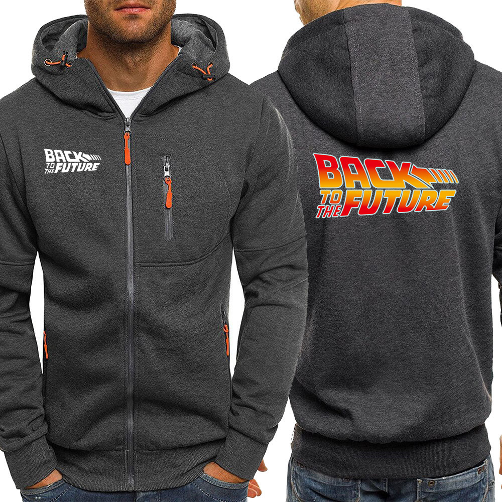 

Back To The Future Zipper Hoodie Sweatshirt Male Spring Autumn Jacket Men Hot Sale Hoodies Fashion Brand Mens Streetwear Coat C1117, Light gray6