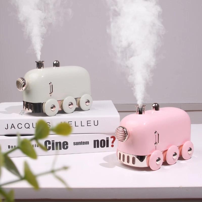 

300ml Mini Train Ultrasonic Humidifier Retro USB Aroma Air Diffuser Essential Oil Mist Maker Fogger With Color LED Light