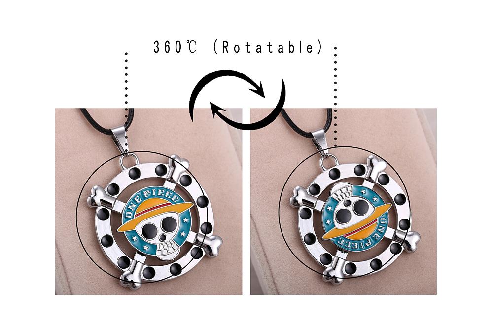 

HSIC Hot Anime One Piece Necklace Rotatable Luffy cosplay pendant High Quality metal Jewelry Christmas Gifts HC10451