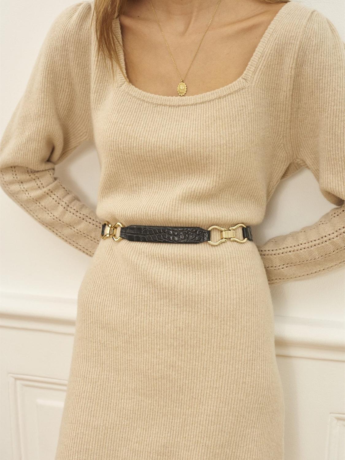 Women Square Collar Knitted Dress New Autumn and Winter Long Sleeve Retro Female Knee-Length Dresses Slim Knitwear 201125Z