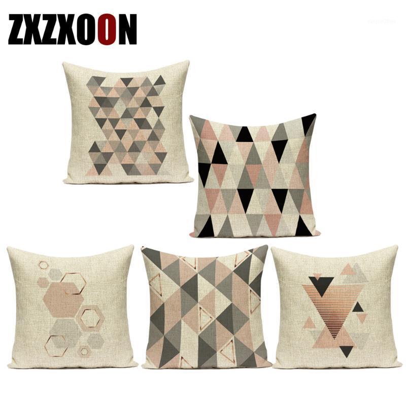 

Nordic Style Pink Geometric Animal Deer Leaf Heart Shape Pattern Cotton Linen Sofa Home Cushion Cover for Living Room Decoration1, 11