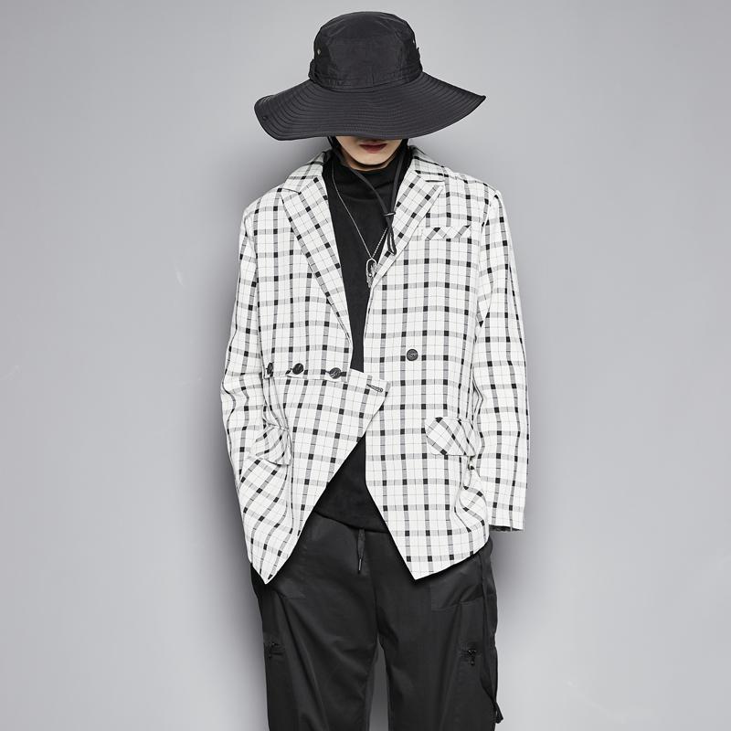 

2020 Autumn winter black and white checked high Street suit jacket loose men's and women's neutral, 11