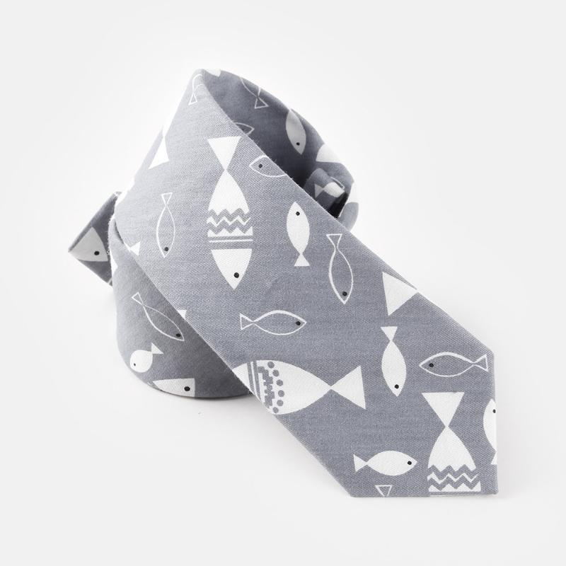 

New 6cm Necktie's Tie for Mens Fish Cotton Slim Tie Gravata Neckwear Casual Male Necktie Gifts Cravat