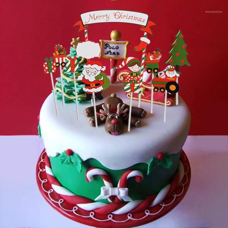 

1 Set 2020 Merry Christmas Cake Topper Christmas Tree Santa Claus House Cupcake Topper For Party Cake Decorations Xmas1