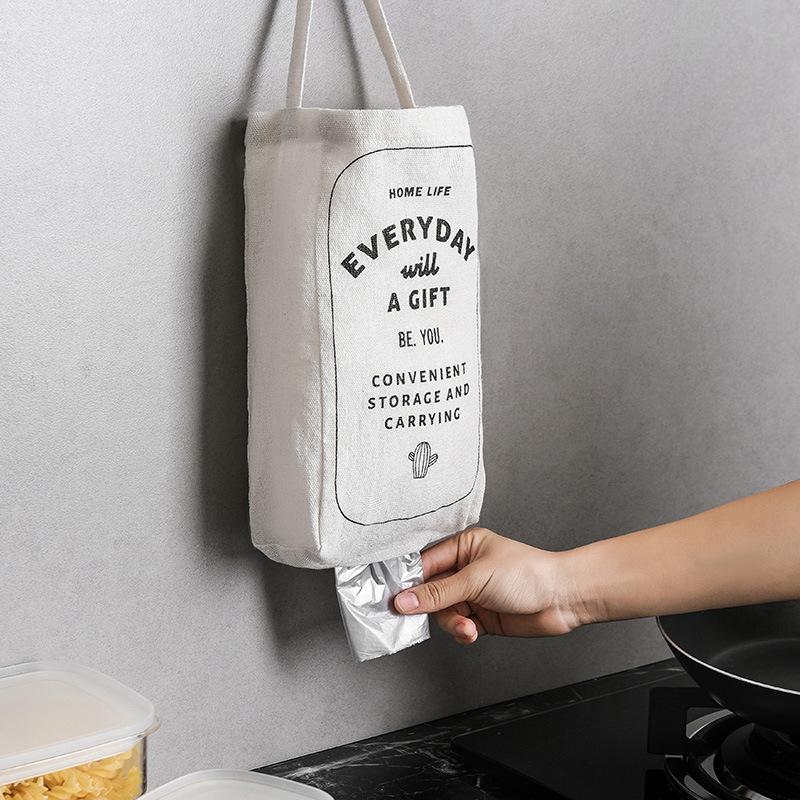 

New Kitchen Hangable Garbage Bag Storage Bag Cotton Linen Shopping Storage Extract Flat Type Cloth Clothing Hanging Type