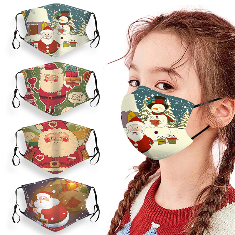 

Christmas Dhl Party 100pcs Mask for Children Anti-dust Protective Christmas Face Masks Washable Adjustable Can Be with Pm2.5 Filter