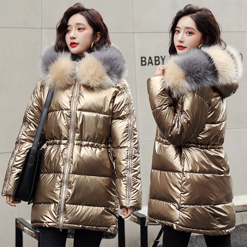 

Warm Female 2020 Fashion New European Coat waterproof Down Parkas Soft And Glossy Women Winter Jacket, Short khaki