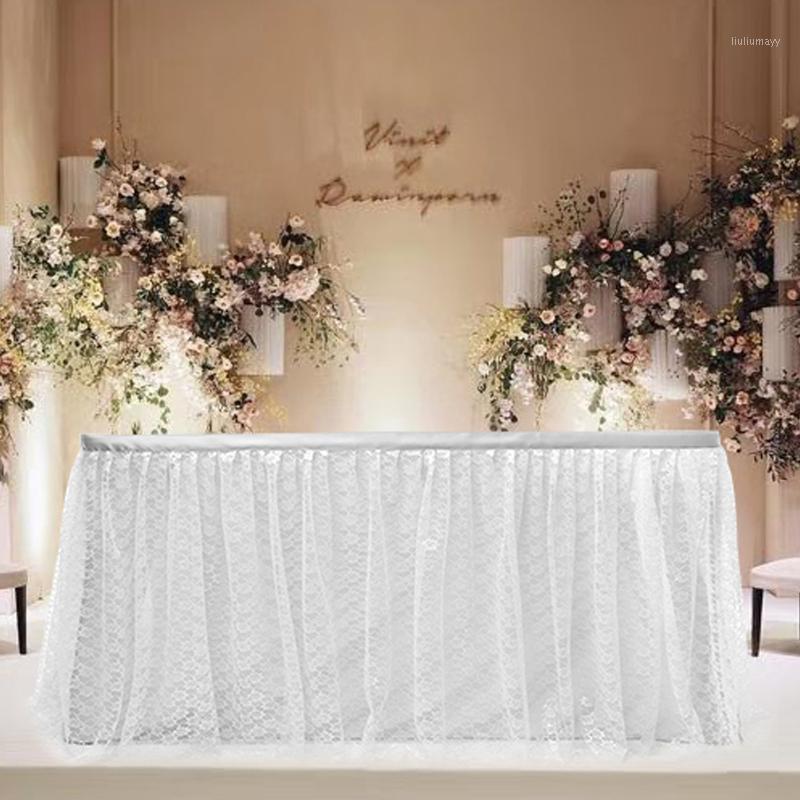

Tablecloth Yarn Tulle Lace Table Skirt Baby Birthday Banquet Party Wedding Baby Shower Favors Partys Home Textile Decoration1