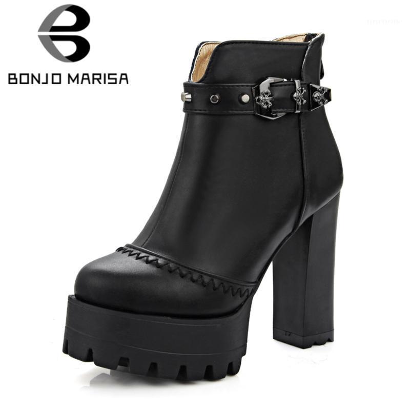 

BONJOMARISA women's Platform Boots Fashion Sewing High Heels Ankle Boots Women Fur Big Size 33-43 Shoes Woman1, White thin fur