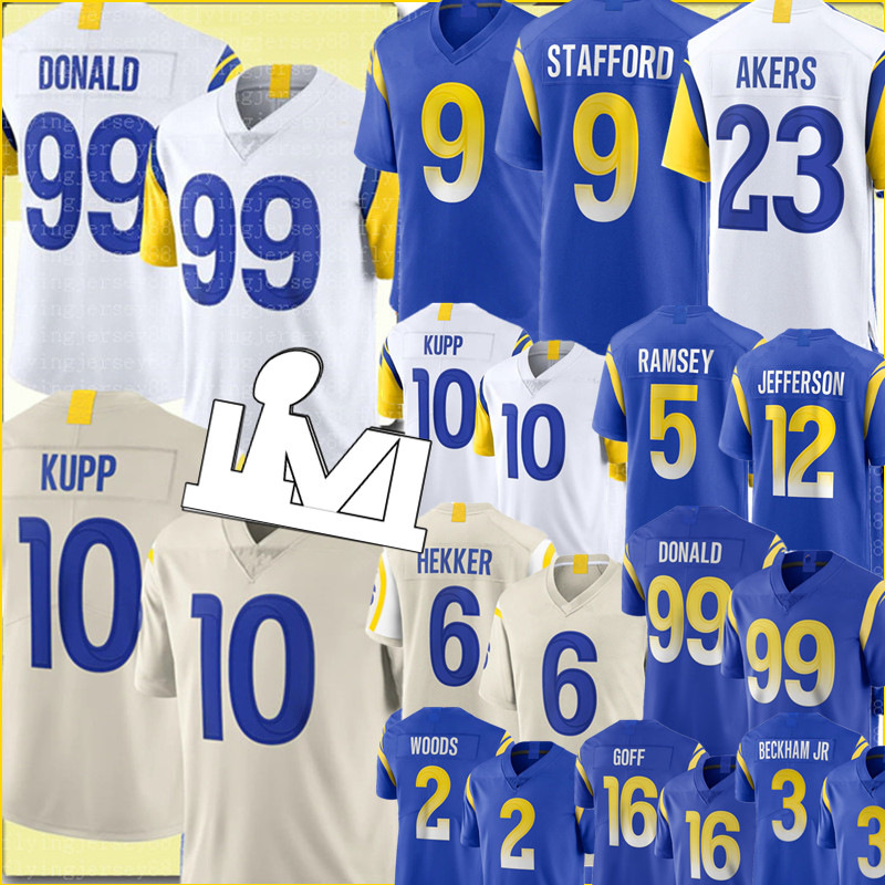 

99 Aaron Donald 10 Cooper Kupp Jersey 9 Matthew Stafford Johnny Hekker 23 Cam Akers Football Jerseys Eric Dickerson Jared Goff Robert Woods Todd Gurley II Jalen Ramsey, 2020 man {s-xxxl}