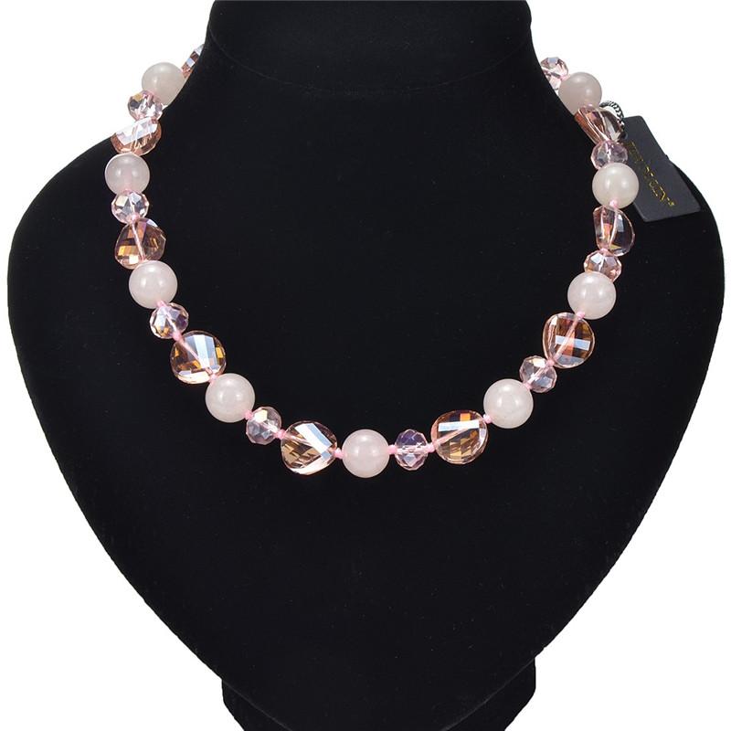 

JEROLLIN Crystal Agate Beads Strand Necklace 4 Colors Women Accessories Handmade Jewelry collares colar naszyjnik