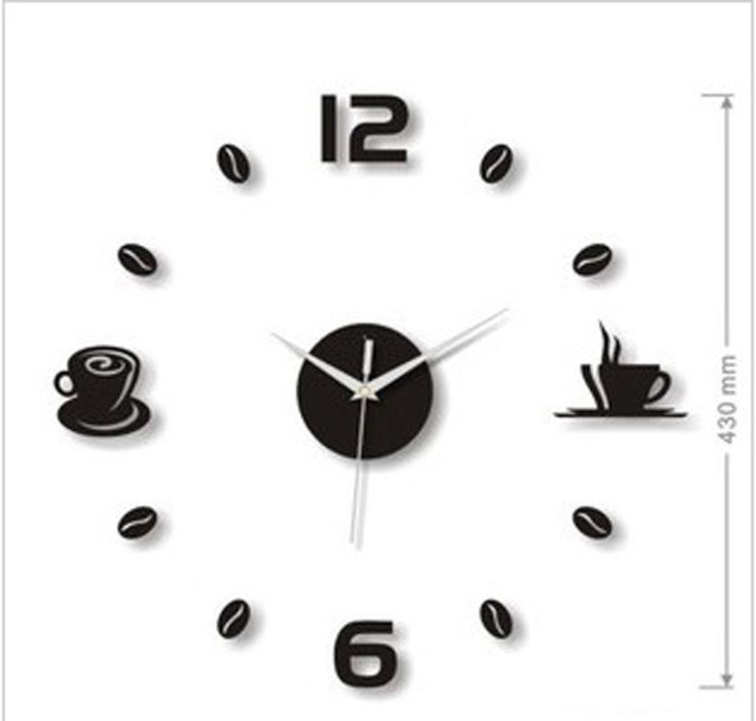 

3D Mirror Wall Clock Self Adhesive Mute Acrylic Art Kitchen Clocks DIY Coffee Bean Coffee Cup Decor Wall Stickers Decor-1