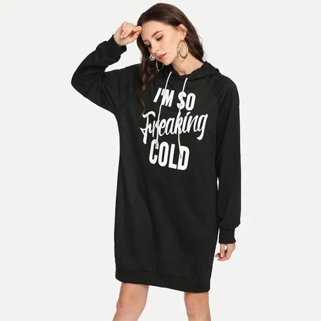 

Mid-length Sweatshirt Dress, Black