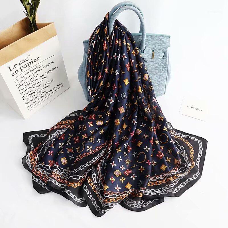 

Spring New Products Fashion Printed Scarf Fabrics Silk Scarves Women Versatile Kerchief Headscarf winter shawls1