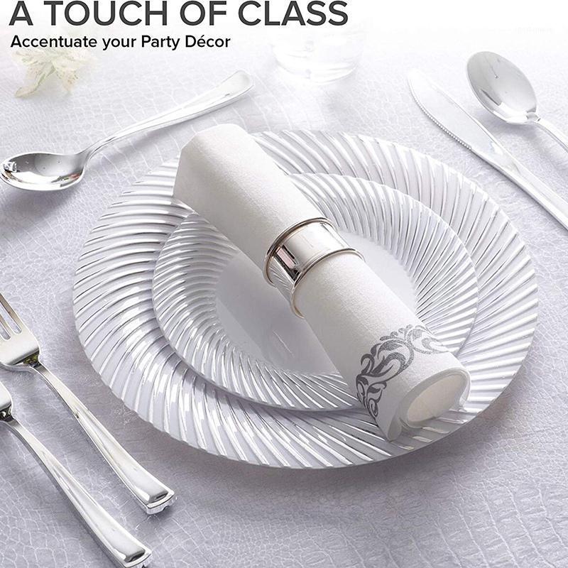 

Disposable Towel Napkins / Visitors / Bathrooms Weddings Soft and Soft Clean Paper 100 White and Silver1