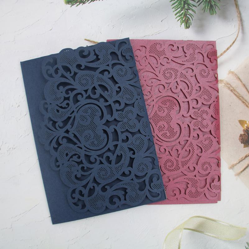 

20pcs/lot Laser Cut Blank Inner Sheet Invitation Card for Wedding Decoration Vintage Luxurious Elegant Wedding Supplies