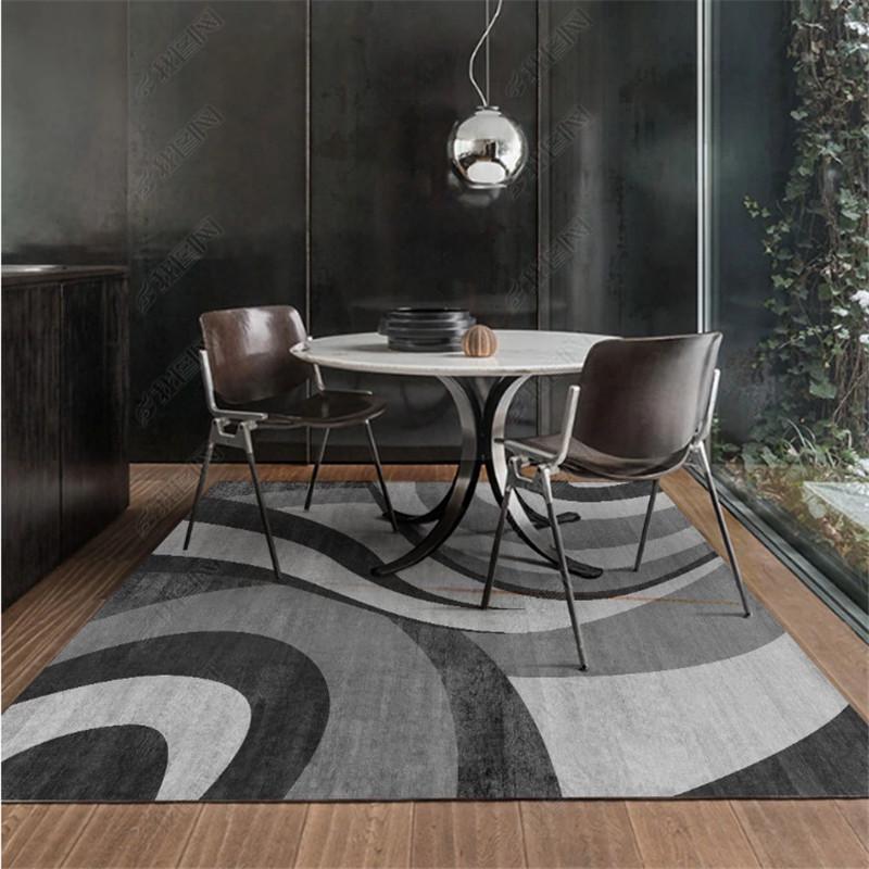 

Gray Collection Large Carpet for Living Room,Geometric Print Modern Non-slip Stain Resistant Area Rug,Easy to Clean Bedroom Rug, Black gray