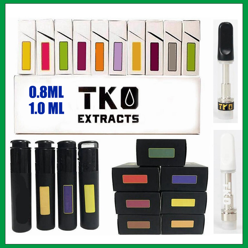 

TKO Ceramic Coil Cartridge Glass Atomizer Black White Vape Carts 0.8ml /1ml Empty 510 Thread Thick Oil with Packaging Vaporizer No Leak