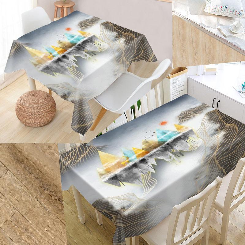 

New European Style Art Pattern 3D Tablecloth Waterproof Oxford Fabric Rectangular Tablecloth For Wedding Table Cloth TV Cover