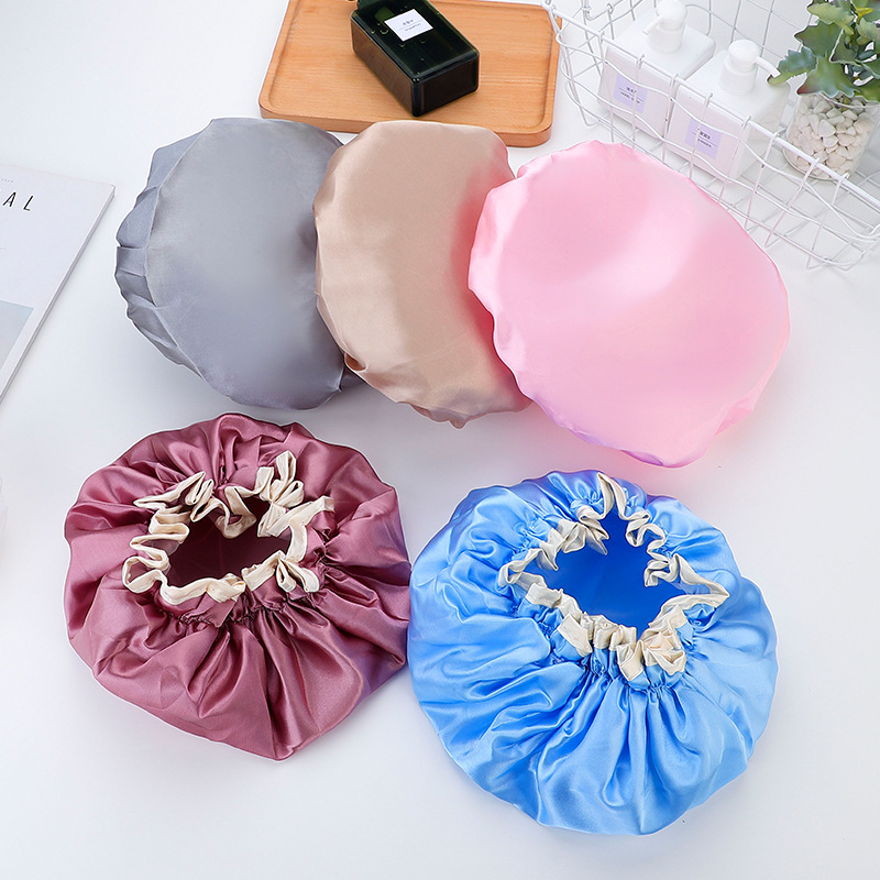 

Shower Cap Women Bath Hat Hair Reusable Elastic Salon Luxury Cover Waterproof