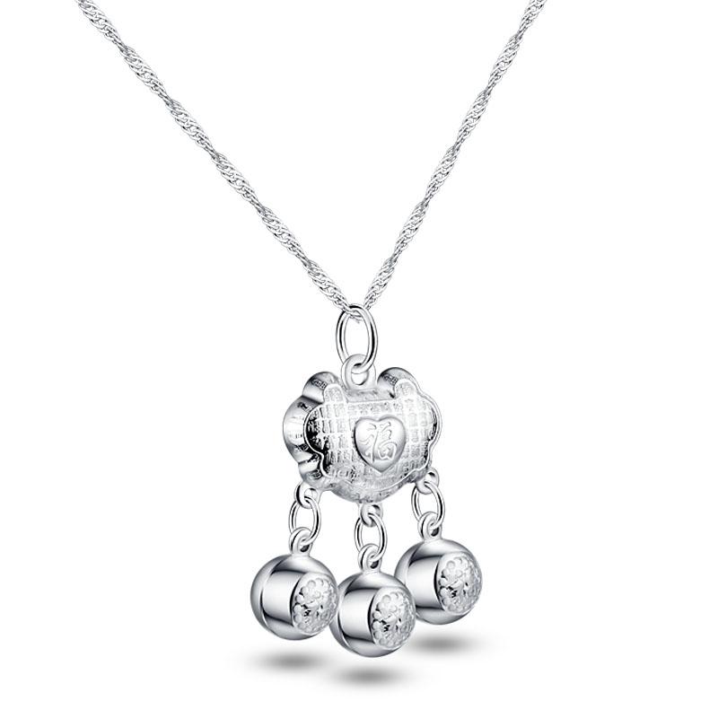 

2020 New Chinese style vintage sterling silver Heart Necklaces For Women Collars Fashion Jewelry Collarbone Pendant Necklace