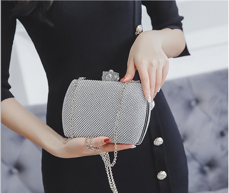 

High Quality Diamond Evening Bag Fashion Shoulder Crossbody Cosmetic Bags Trendy Female Totes Chain handbag Bridesmaid Bag, Pendant