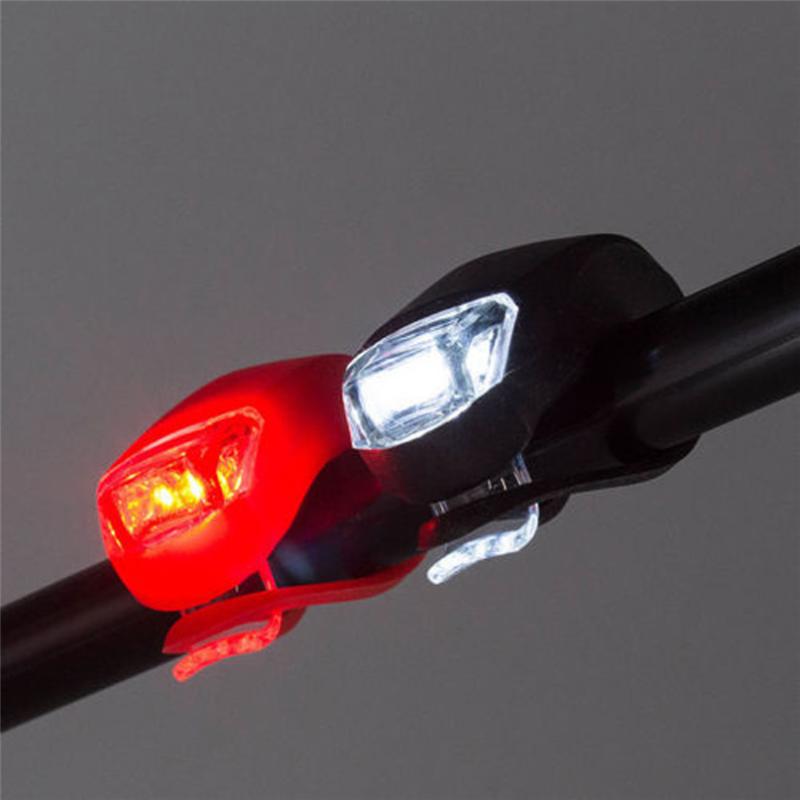 

2PCS Silicone Waterproof Silicone LED Flash Light Mountain Road Bike bicycle lights rear and front bike light front #2M16