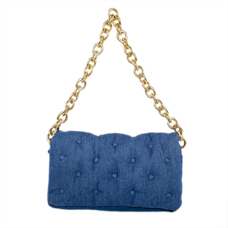 

Vintage Denim Quilted Handbag Women's Thick Chain Shoulder Bags Autumn 2020 New Elegant Large Capacity Ladies Underarm Bag Bolsa, Leather black