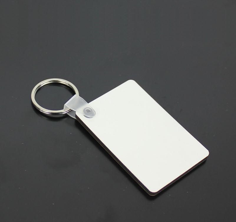 

60*40*3mm Sublimation Blank Keychain MDF Square Wooden Key Pendant Thermal Transfer Key Ring White DIY Key Chain Party Favor Gift db267