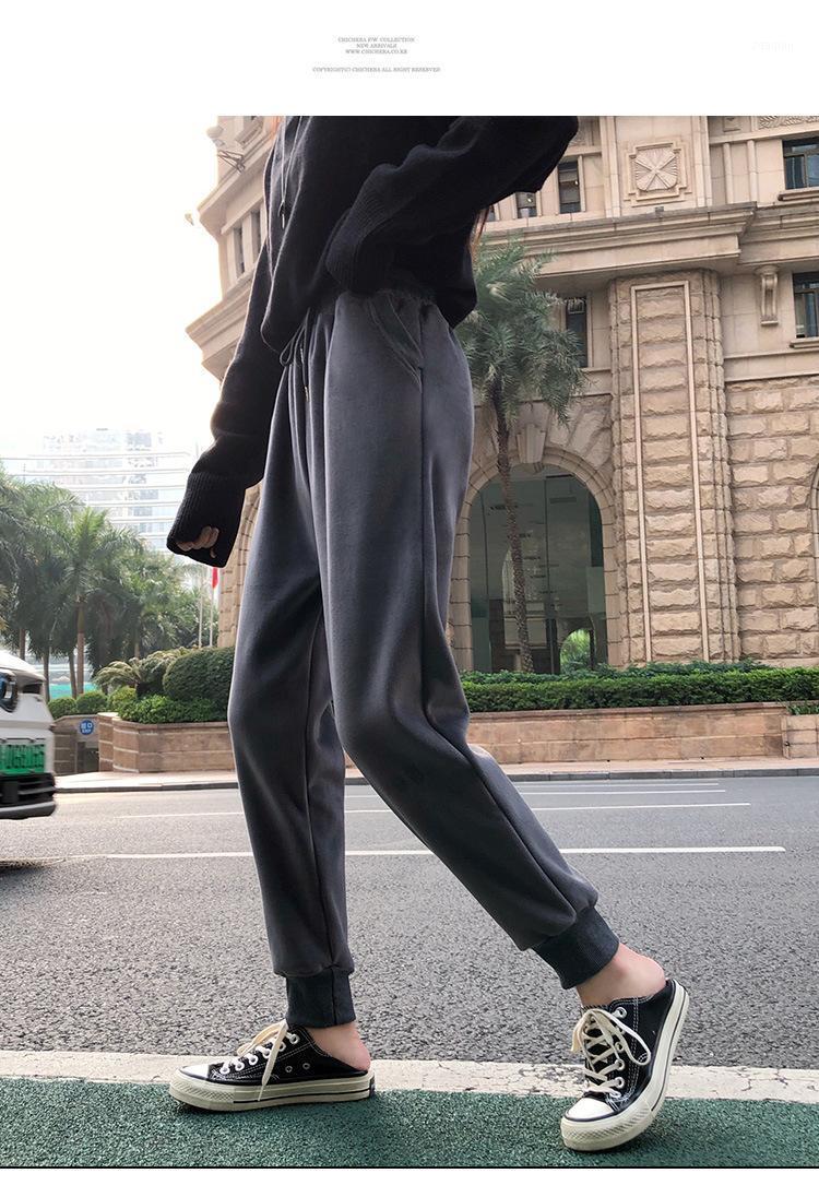 

2020 Autumn and Winter New Gold Velvet Sweatpants Women Plus Velvet Casual Foot Pants Slim Slimming Warm and Comfortable Harem1
