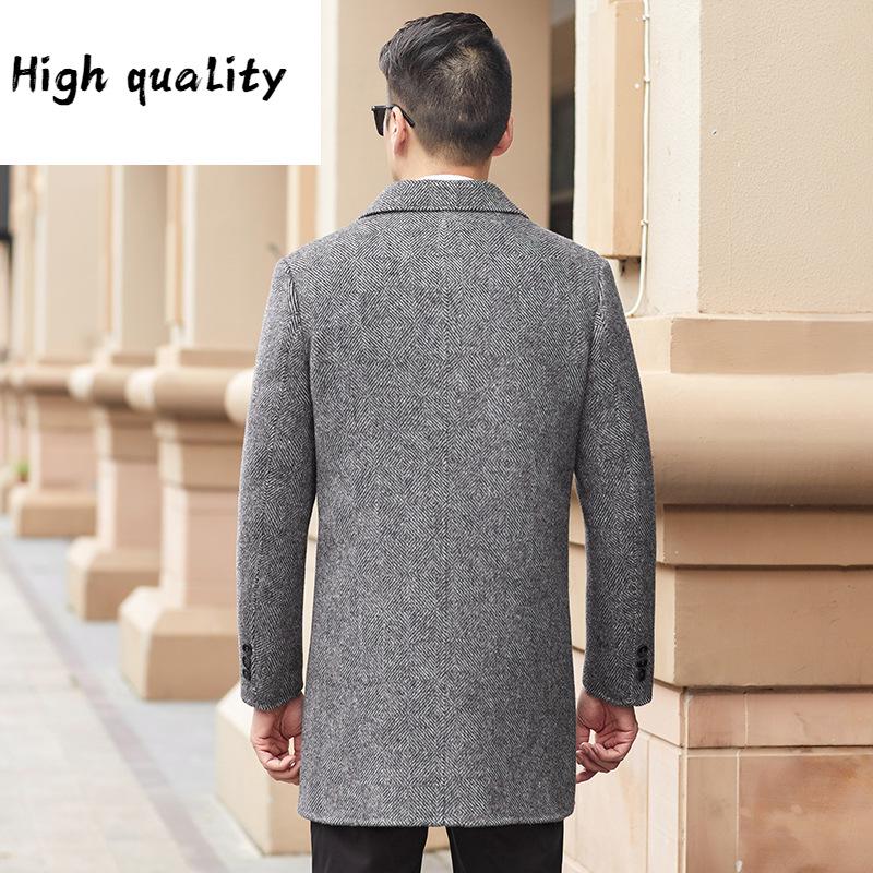 

male Double winter coat in men's casual wool cashmere feather detachable bladder long coat lapels, See chart